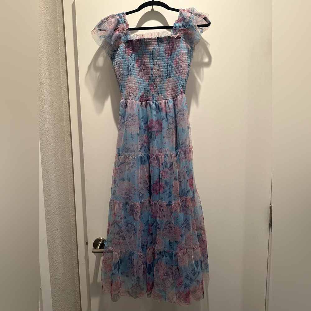 Floral Blue and Pink Maxi Dress